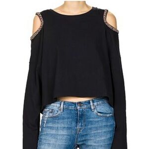 The Kooples Beaded Cold-Shoulder Long-Sleeve Top